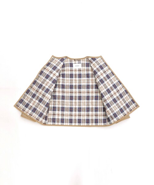 MACKINTOSH PHILOSOPHY（ﾏｯｷﾝﾄｯｼｭ ﾌｨﾛｿﾌｨｰ）の「【ROYTON MIDDLE WIDE(ロイトンミドルワイド)】（ノーカラーコート・レディース・ベージュ/ネイビー・36/38）」の5枚目の写真