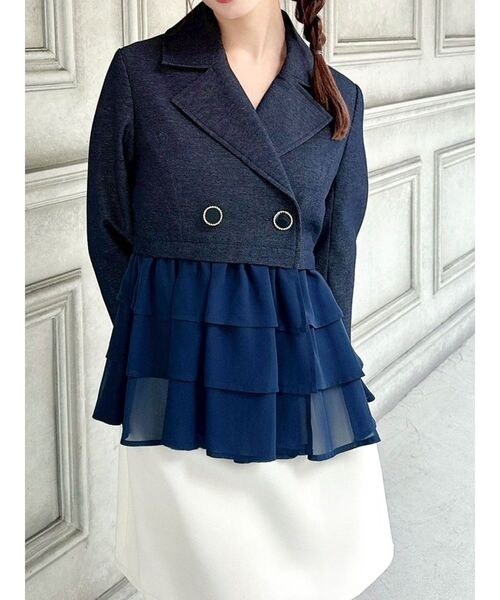 RESEXXY（リゼクシー）の「ドッキングフリルミディジャケット（その他アウター・レディース・アイボリー/グレー/ネイビー・FREE）」の3枚目の写真