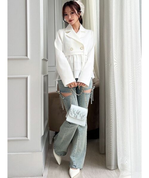 RESEXXY（リゼクシー）の「ドッキングフリルミディジャケット（その他アウター・レディース・アイボリー/グレー/ネイビー・FREE）」の6枚目の写真