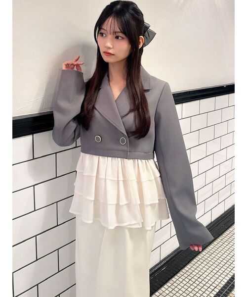 RESEXXY（リゼクシー）の「ドッキングフリルミディジャケット（その他アウター・レディース・アイボリー/グレー/ネイビー・FREE）」の9枚目の写真