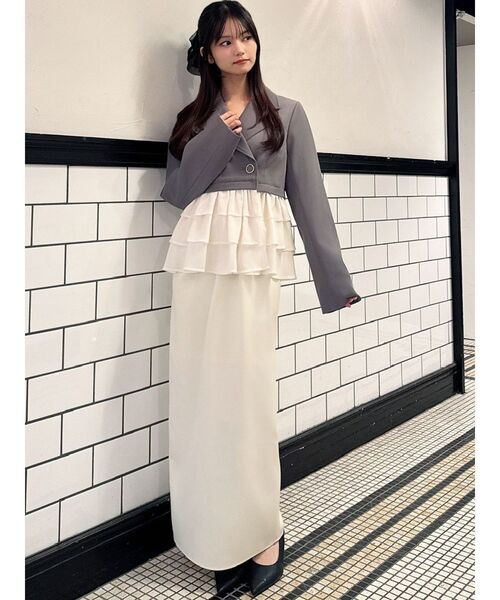 RESEXXY（リゼクシー）の「ドッキングフリルミディジャケット（その他アウター・レディース・アイボリー/グレー/ネイビー・FREE）」の10枚目の写真