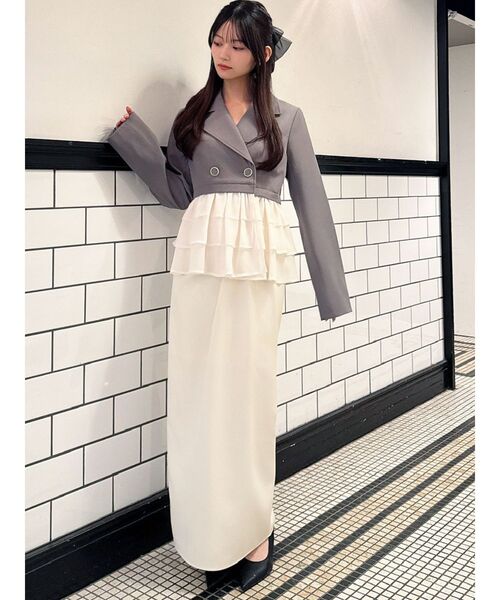 RESEXXY（リゼクシー）の「ドッキングフリルミディジャケット（その他アウター・レディース・アイボリー/グレー/ネイビー・FREE）」の11枚目の写真