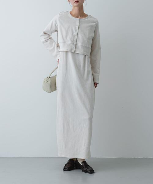 SENSE OF PLACE by URBAN RESEARCH（センスオブプレイスバイアーバンリサーチ）の「2Pベロアアンサンブルワンピース（ワンピース・レディース・アイボリー/ネイビー/ブラック・ONE/S）」の2枚目の写真