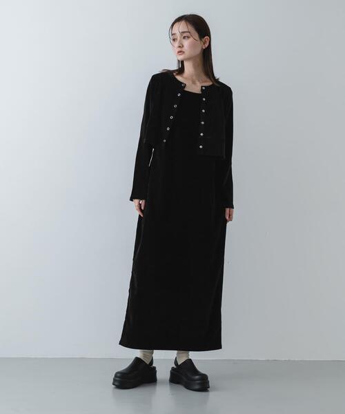 SENSE OF PLACE by URBAN RESEARCH（センスオブプレイスバイアーバンリサーチ）の「2Pベロアアンサンブルワンピース（ワンピース・レディース・アイボリー/ネイビー/ブラック・ONE/S）」の3枚目の写真