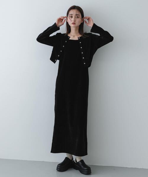SENSE OF PLACE by URBAN RESEARCH（センスオブプレイスバイアーバンリサーチ）の「2Pベロアアンサンブルワンピース（ワンピース・レディース・アイボリー/ネイビー/ブラック・ONE/S）」の5枚目の写真