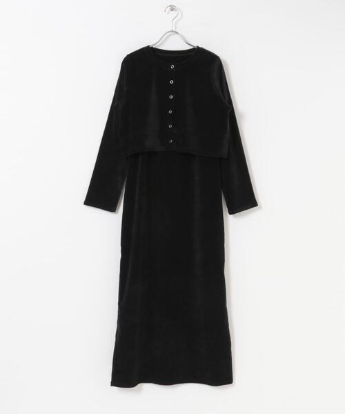 SENSE OF PLACE by URBAN RESEARCH（センスオブプレイスバイアーバンリサーチ）の「2Pベロアアンサンブルワンピース（ワンピース・レディース・アイボリー/ネイビー/ブラック・ONE/S）」の8枚目の写真