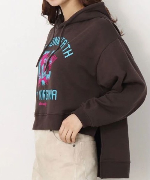 spiritoso(スピリトーゾ)の「カレッジクロップドパーカー(パーカー・レディース・チャコール/ブルー系その他/オフホワイト・FREE)」の4枚目の写真