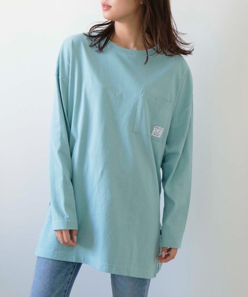 RUSTY(ラスティ)の「【RUSTY/ラスティー】レディース バックプリント 胸ポケット 長袖 ロンT(Tシャツ/カットソー・レディース・ライトブルー/ブラック・MEDIUM)」の14枚目の写真