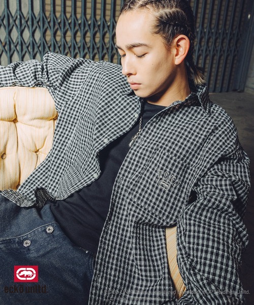 セール】ECKO UNLTD./別注ワンポイントワッシャーチェック長袖シャツ