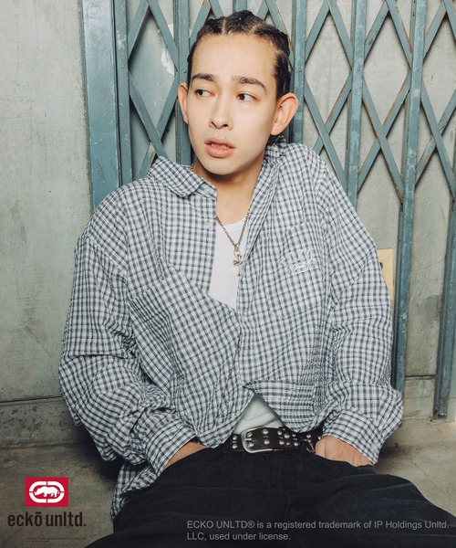 ecko unltd.(エコーアンリミテッド)の「ECKO UNLTD./別注ワンポイントワッシャーチェック長袖シャツ(シャツ/ブラウス・メンズ・ブラック/ライトブルー/ホワイト・S/M/L/XL)」の6枚目の写真