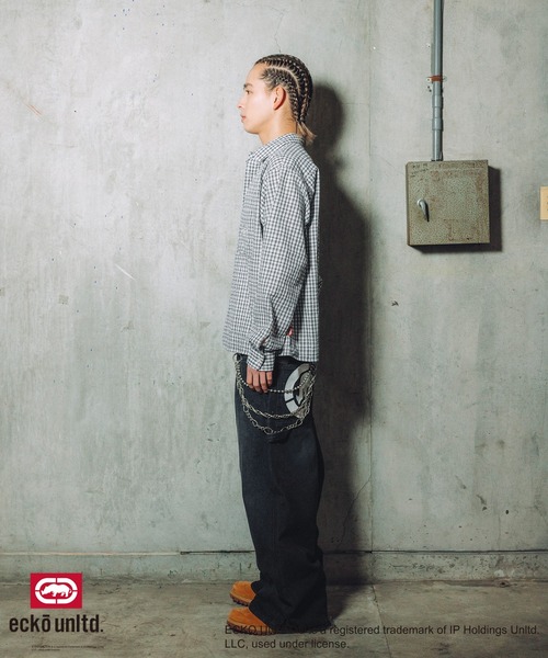 ecko unltd.(エコーアンリミテッド)の「ECKO UNLTD./別注ワンポイントワッシャーチェック長袖シャツ(シャツ/ブラウス・メンズ・ブラック/ライトブルー/ホワイト・S/M/L/XL)」の19枚目の写真