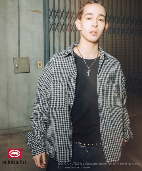 ecko unltd.(エコーアンリミテッド)の「ECKO UNLTD./別注ワンポイントワッシャーチェック長袖シャツ(シャツ/ブラウス・メンズ・ブラック/ライトブルー/ホワイト・S/M/L/XL)」の21枚目の写真