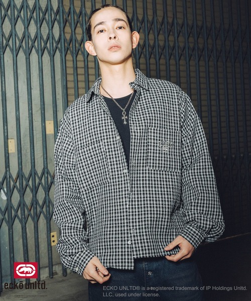 ecko unltd.(エコーアンリミテッド)の「ECKO UNLTD./別注ワンポイントワッシャーチェック長袖シャツ(シャツ/ブラウス・メンズ・ブラック/ライトブルー/ホワイト・S/M/L/XL)」の22枚目の写真