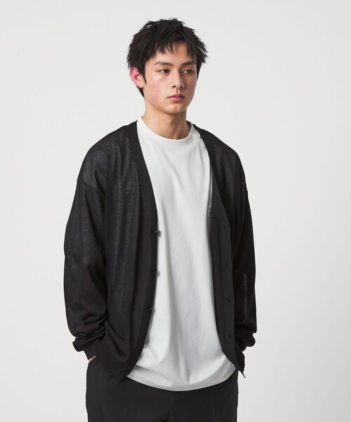 CITEN(シテン)の「<CITEN>ペーパーライクニットカーディガン(カーディガン/ボレロ・メンズ・ライトグレー/ネイビー/ブラック・L/M)」の4枚目の写真
