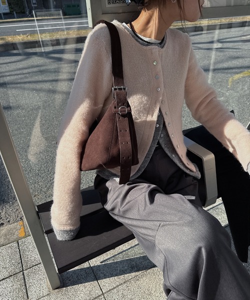 nananamoe(ナナナモエ)の「shell button layered knit cardigan(ニット/セーター・レディース・ピンク/ブラウン/ベージュ・FREE)」の16枚目の写真