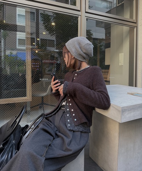nananamoe(ナナナモエ)の「shell button layered knit cardigan(ニット/セーター・レディース・ピンク/ブラウン/ベージュ・FREE)」の9枚目の写真