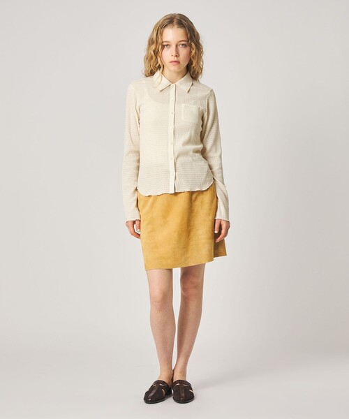 Steven Alan（スティーブンアラン）の「＜Steven Alan＞クレープ シャツ カーディガン（カーディガン/ボレロ・レディース・ケリーグリーン/ネイビー/オフホワイト・FREE）」の5枚目の写真