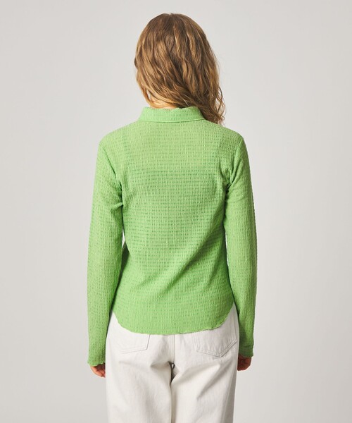 Steven Alan（スティーブンアラン）の「＜Steven Alan＞クレープ シャツ カーディガン（カーディガン/ボレロ・レディース・ケリーグリーン/ネイビー/オフホワイト・FREE）」の9枚目の写真