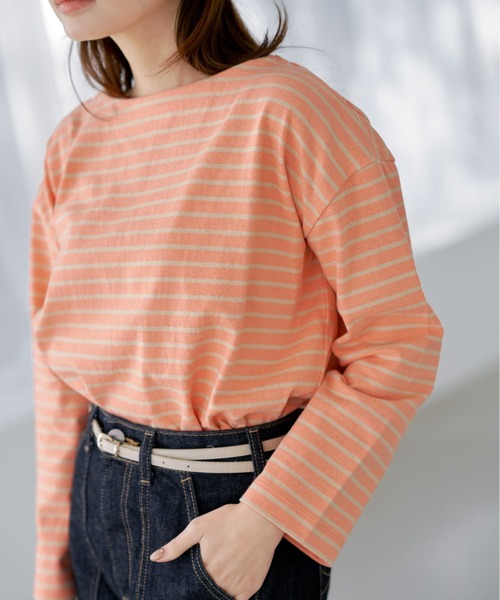 COHINA(コヒナ)の「ボートネックバスクシャツ 【低身長・小柄女性】(Tシャツ/カットソー・レディース・オレンジ/ベージュ/ホワイト・ONE SIZE)」の3枚目の写真