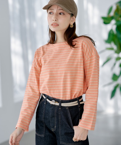COHINA(コヒナ)の「ボートネックバスクシャツ 【低身長・小柄女性】(Tシャツ/カットソー・レディース・オレンジ/ベージュ/ホワイト・ONE SIZE)」の9枚目の写真