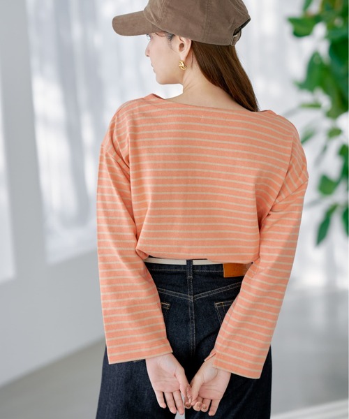 COHINA(コヒナ)の「ボートネックバスクシャツ 【低身長・小柄女性】(Tシャツ/カットソー・レディース・オレンジ/ベージュ/ホワイト・ONE SIZE)」の10枚目の写真