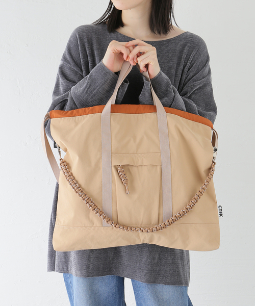 JOINT WORKS（ジョイントワークス）の「CONTROL FREAK/コントロール フリーク　ナイロン3WAYスクエアトート（トートバッグ・レディース・ベージュ/グリーン/ブラック・FREE）」の20枚目の写真