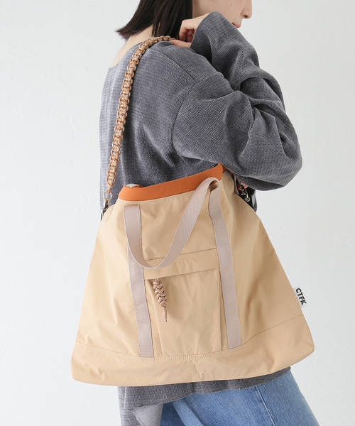 JOINT WORKS（ジョイントワークス）の「CONTROL FREAK/コントロール フリーク　ナイロン3WAYスクエアトート（トートバッグ・レディース・ベージュ/グリーン/ブラック・FREE）」の21枚目の写真