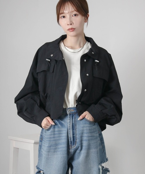 NO WAY(ノーウェイ)の「/Social GIRL/スタンドショートジャケット(マウンテンパーカー・レディース・アイボリー/グレイッシュベージュ/ブラック・M)」の2枚目の写真
