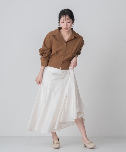 MISCH MASCH(ミッシュマッシュ)の「2026春夏新作 WEB限定 きれいめショートシャツ(シャツ/ブラウス・レディース・ベージュ/ブラウン/ホワイト・フリ-)」の13枚目の写真