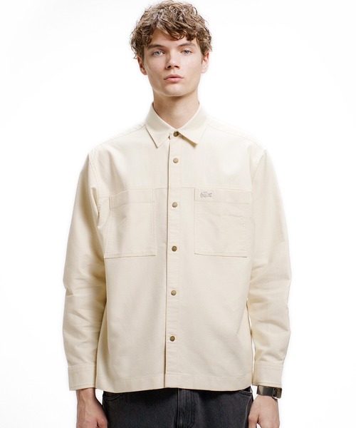 LACOSTE(ラコステ)の「コードレーンシャツジャケット(シャツ/ブラウス・メンズ・ライトグリーン/オフホワイト/ダークアッシュ・41/40/39/38)」の1枚目の写真