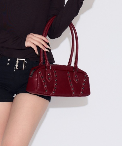tinkerend(ティンカーエンド)の「Square Studded Bag / スクエアスタッズバッグ(ハンドバッグ・レディース・レッド/ブラック・FREE)」の18枚目の写真
