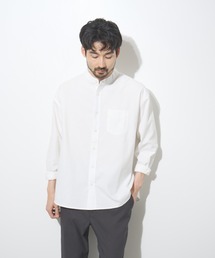 【REALSTANDARD/リアルスタンダード】CVCオックス 長袖バンドカラーシャツ ドライ 軽量 イージーケア