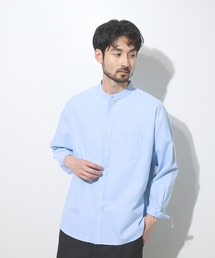 【REALSTANDARD/リアルスタンダード】CVCオックス 長袖バンドカラーシャツ ドライ 軽量 イージーケア