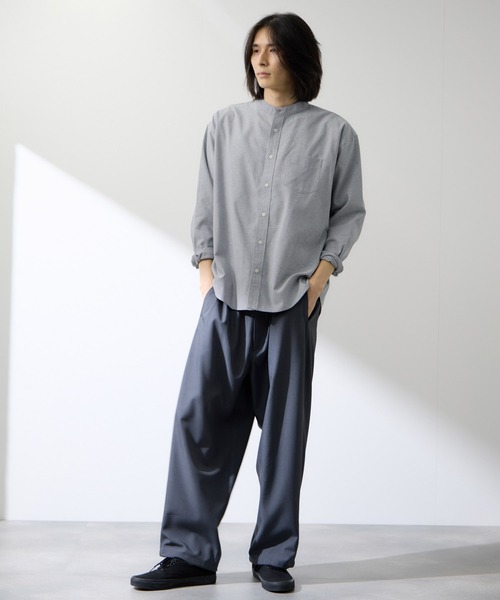 Mac-House(マックハウス)の「【REALSTANDARD/リアルスタンダード】CVCオックス 長袖バンドカラーシャツ ドライ 軽量 イージーケア(シャツ/ブラウス・メンズ・ホワイト/ネイビー/サックスブルー/グレー・S/M/L/XL)」の6枚目の写真
