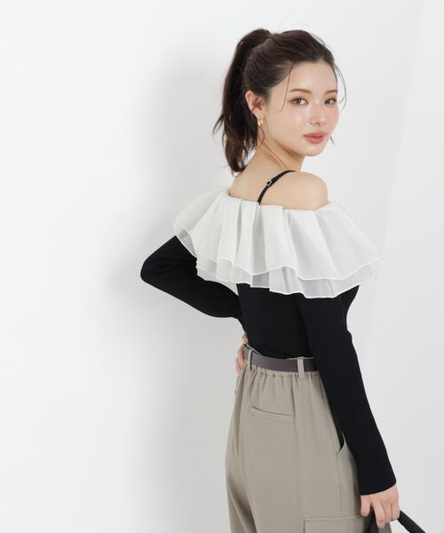 a/mie（アミー）の「＜ａ＞フリルリブニット / 1216179302（ニット/セーター・レディース・ブラック/ブルー/ホワイト系その他・FREE）」の8枚目の写真