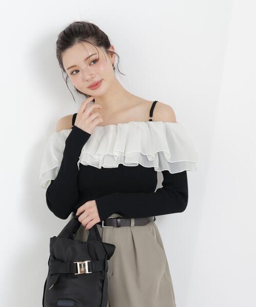 a/mie（アミー）の「＜ａ＞フリルリブニット / 1216179302（ニット/セーター・レディース・ブラック/ブルー/ホワイト系その他・FREE）」の9枚目の写真