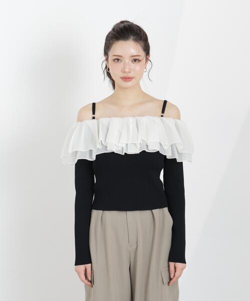 a/mie（アミー）の「＜ａ＞フリルリブニット / 1216179302（ニット/セーター・レディース・ブラック/ブルー/ホワイト系その他・FREE）」の11枚目の写真