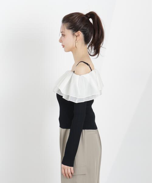 a/mie（アミー）の「＜ａ＞フリルリブニット / 1216179302（ニット/セーター・レディース・ブラック/ブルー/ホワイト系その他・FREE）」の12枚目の写真