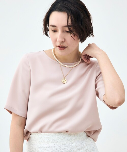 NOLLEY’S Sophi(ノーリーズソフィ)の「ウォッシャブルダブルクロスTブラウス(シャツ/ブラウス・レディース・ベビーピンク/ブラック/オフホワイト・38)」の9枚目の写真