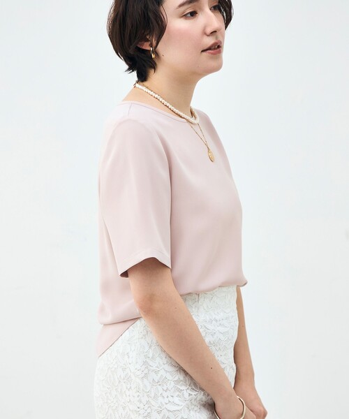 NOLLEY’S Sophi(ノーリーズソフィ)の「ウォッシャブルダブルクロスTブラウス(シャツ/ブラウス・レディース・ベビーピンク/ブラック/オフホワイト・38)」の12枚目の写真