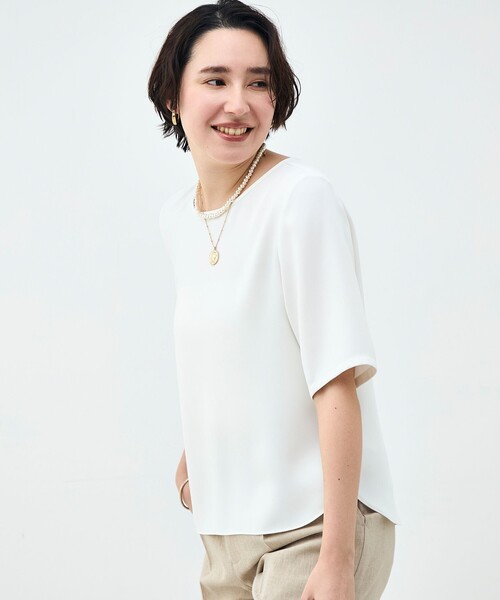 NOLLEY’S Sophi(ノーリーズソフィ)の「ウォッシャブルダブルクロスTブラウス(シャツ/ブラウス・レディース・ベビーピンク/ブラック/オフホワイト・38)」の18枚目の写真