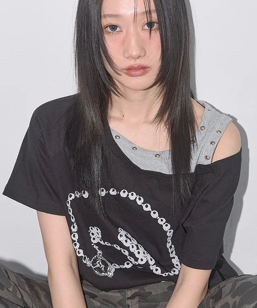 Ada.(エイダ)の「◇FANCYCLUB◇ブランド直輸入正規品/ロザリー・ノワレ Tシャツ ROSARY NOIRER TEE(Tシャツ/カットソー・レディース・ブラック・FREE)」の2枚目の写真