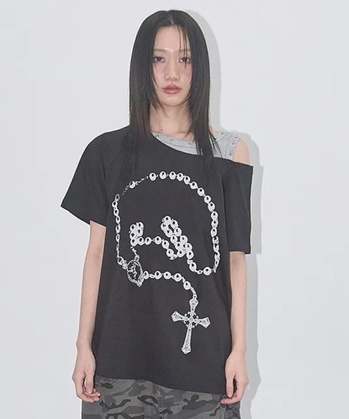 Ada.(エイダ)の「◇FANCYCLUB◇ブランド直輸入正規品/ロザリー・ノワレ Tシャツ ROSARY NOIRER TEE(Tシャツ/カットソー・レディース・ブラック・FREE)」の4枚目の写真