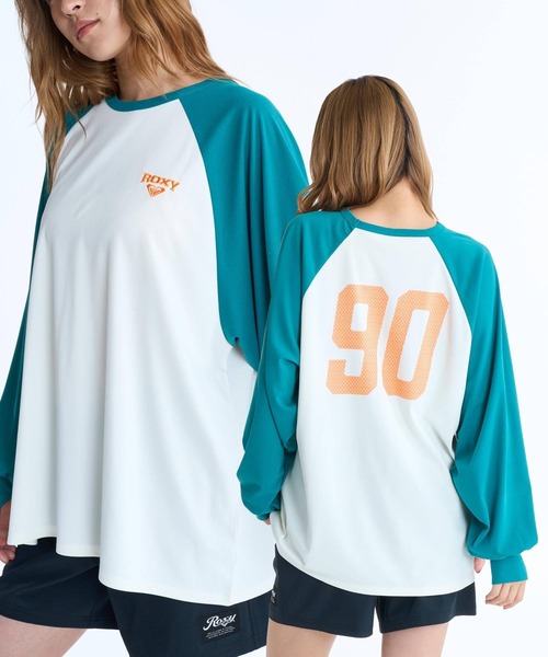 ROXY（ロキシー）の「ROXY ウィメンズ WAVE CLUB RASH TEE 長袖ラッシュガード 【2026年春夏モデル】（ラッシュガード・レディース・ブラック/ブルーグリーン/ホワイト・LARGE/SMALL/MEDIUM）」の3枚目の写真