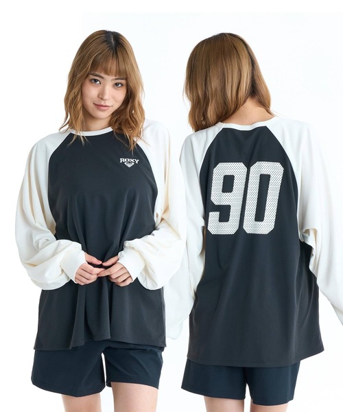 ROXY（ロキシー）の「ROXY ウィメンズ WAVE CLUB RASH TEE 長袖ラッシュガード 【2026年春夏モデル】（ラッシュガード・レディース・ブラック/ブルーグリーン/ホワイト・LARGE/SMALL/MEDIUM）」の2枚目の写真