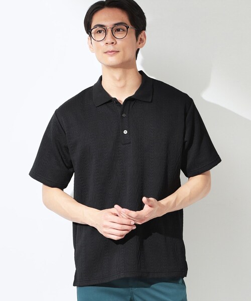 THE SHOP TK （ザ ショップ ティーケー ）の「【シンプルすぎない大人の表情】ケーブルフクレポロシャツ 吸水速乾/UVケア/洗濯機OK（ポロシャツ・メンズ・ブルー系その他/ライトグレー/ブラック・01/02/03/04）」の19枚目の写真