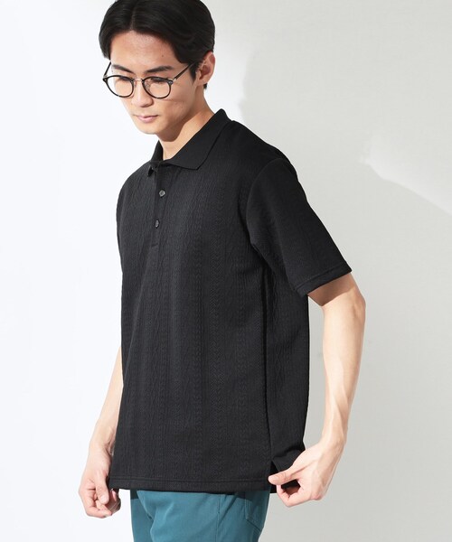 THE SHOP TK （ザ ショップ ティーケー ）の「【シンプルすぎない大人の表情】ケーブルフクレポロシャツ 吸水速乾/UVケア/洗濯機OK（ポロシャツ・メンズ・ブルー系その他/ライトグレー/ブラック・01/02/03/04）」の20枚目の写真