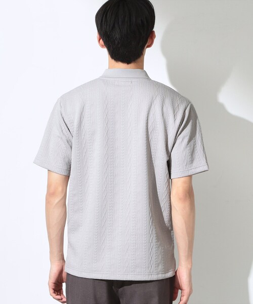 THE SHOP TK （ザ ショップ ティーケー ）の「【シンプルすぎない大人の表情】ケーブルフクレポロシャツ 吸水速乾/UVケア/洗濯機OK（ポロシャツ・メンズ・ブルー系その他/ライトグレー/ブラック・01/02/03/04）」の8枚目の写真