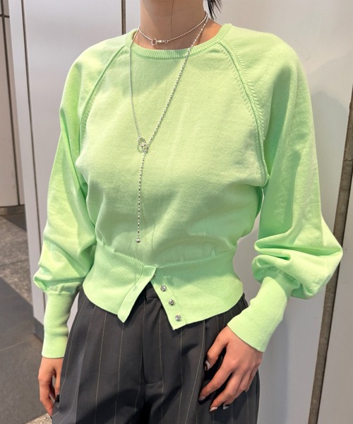 Ameri(アメリ)の「LOW BASIC WAIST STOP KNIT TOP(ニット/セーター・レディース・ピンク/ホワイト/グレー/グリーン系その他・FREE)」の3枚目の写真