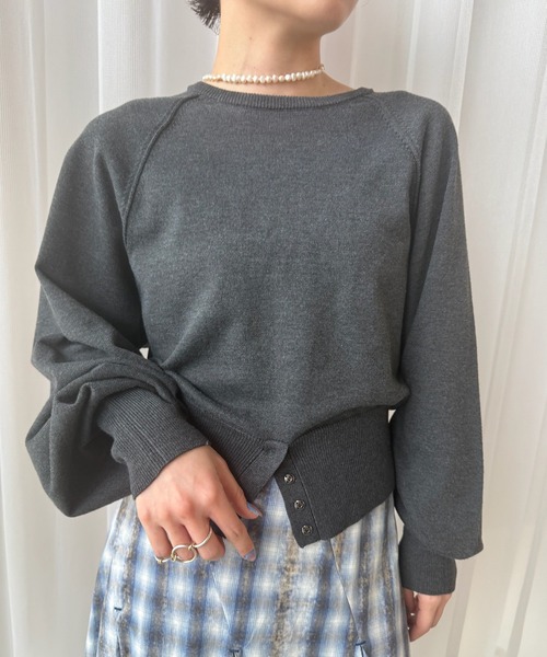 AMERI LOW BASIC SHORT KNIT CARDIGANグレー新品 LOW BASIC SHORT KNIT CARDIGAN